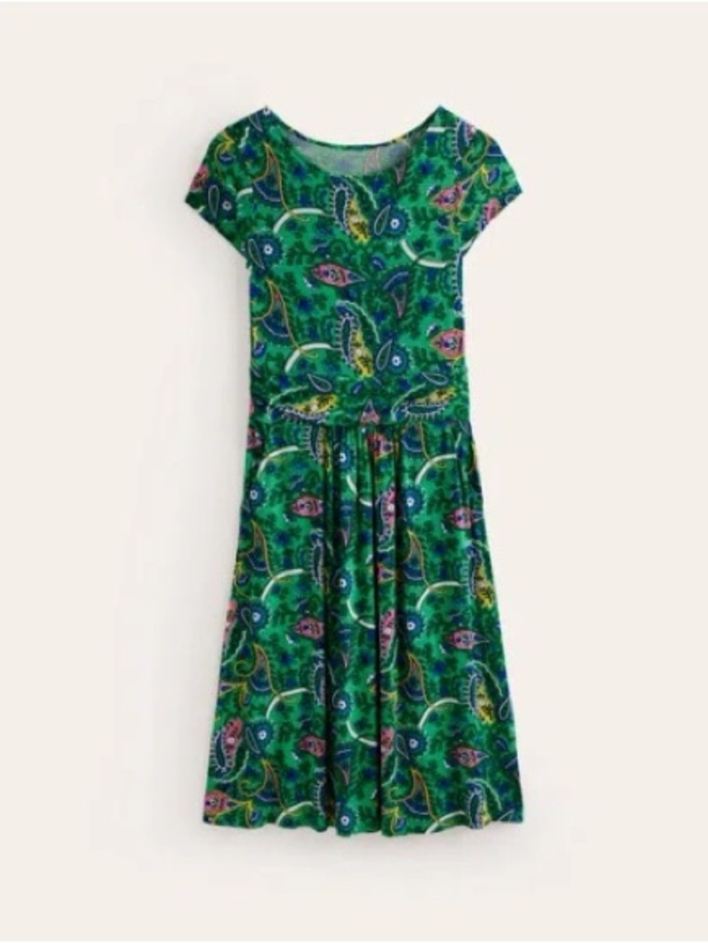 Boden Amelie Paisley Short Sleeve Jersey Midi Dress Size US 10 - Picture 2 of 6